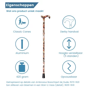 Wanderstock „Stil Leven“, faltbarer Gehstock – Eigenschaften