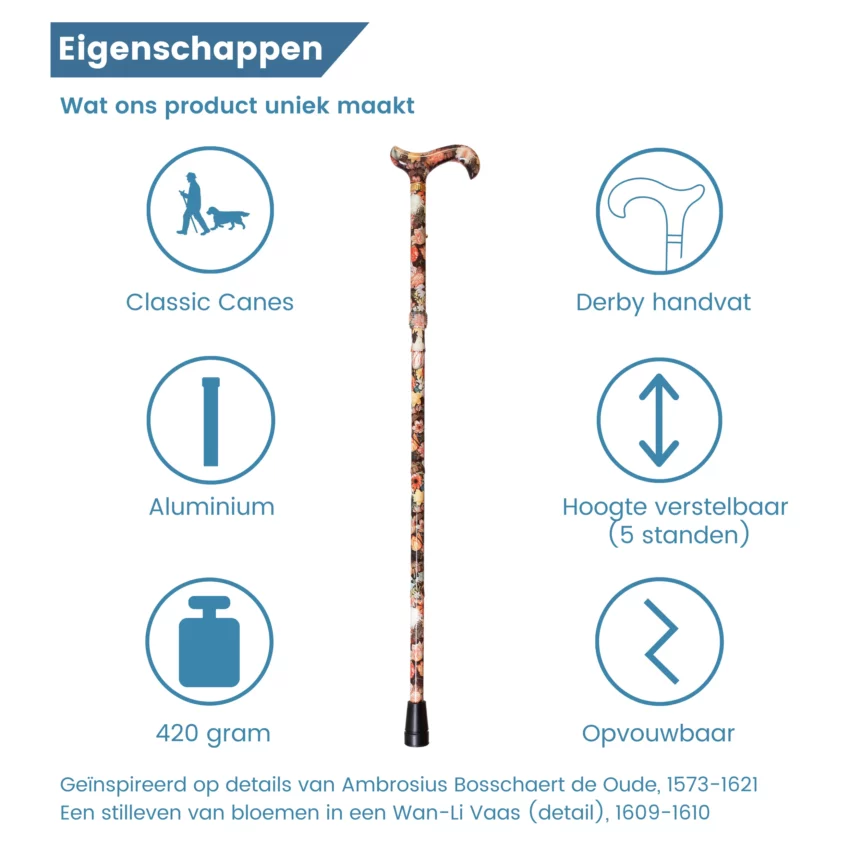 Wanderstock „Stil Leven“, faltbarer Gehstock – Eigenschaften