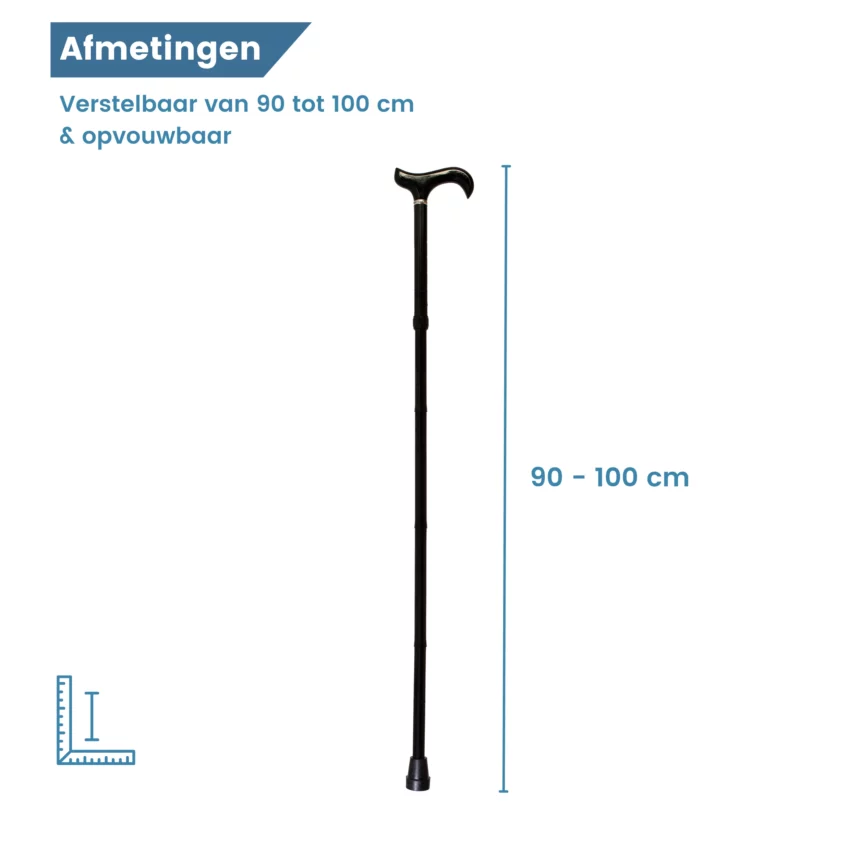 Länge des faltbaren Gehstocks XL schwarz
