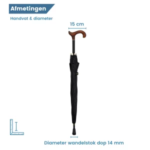 Schirmstock mit Regenschirm, 78 cm lang, Derby-Griff, Maße