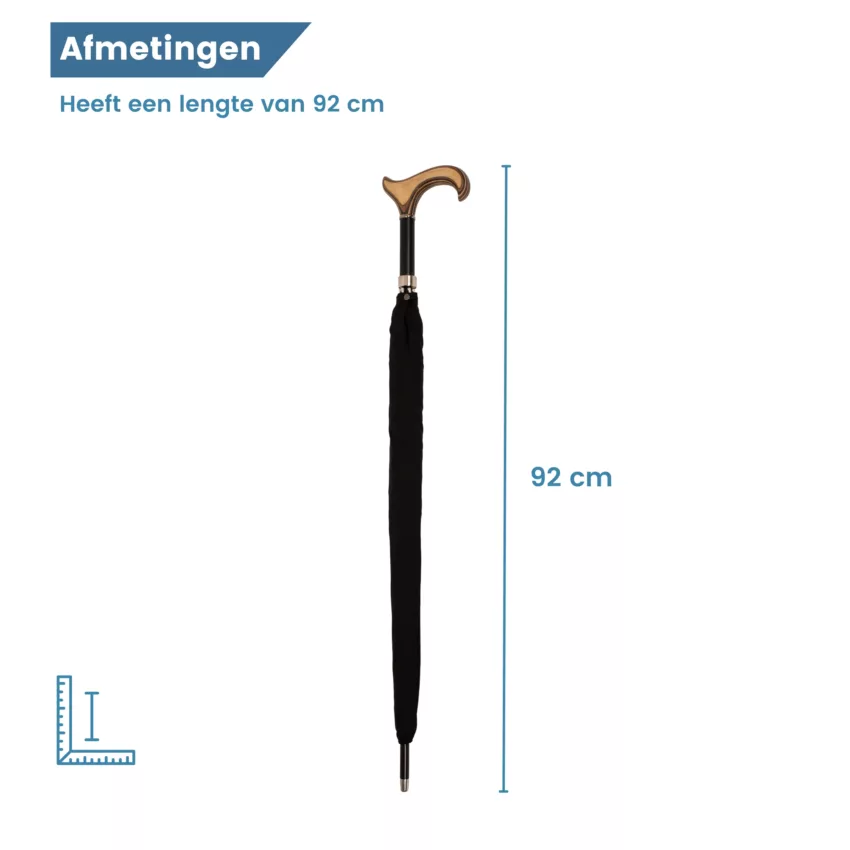 Schirmstock, 92 cm lang, schwarz, Derby-Griff, Maße
