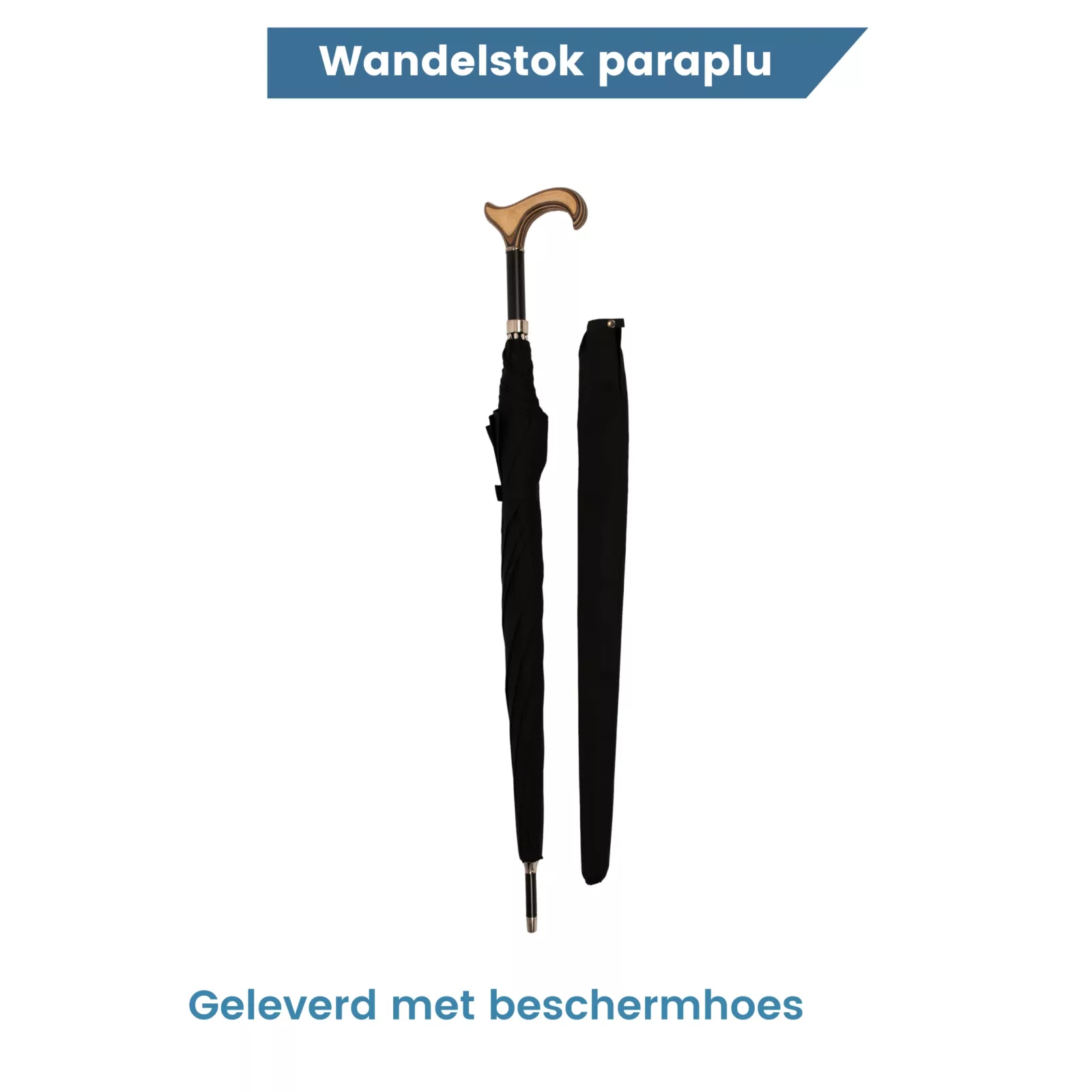Schirmstock, 92 cm lang, schwarz, Derby-Griff, Schutzhülle