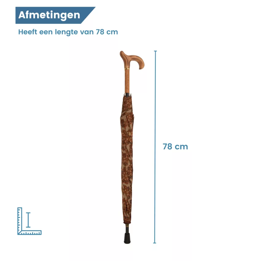 Maße des Regenschirms mit Schirmstock aus Satin-Stoff