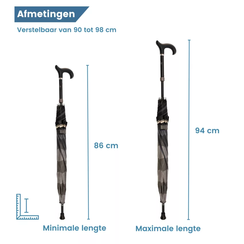 Schirmstock, verstellbar, italienischer Satinstoff, lila-grau, Maße