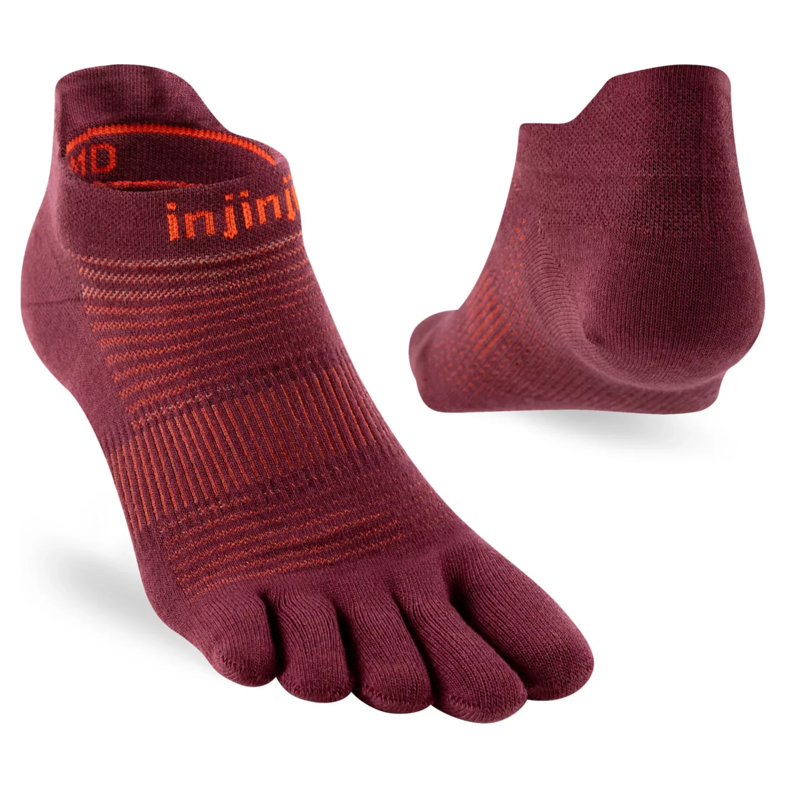 Zehensocken 44,5 bis 47, leicht, unsichtbar, Coolmax, rot, hinten