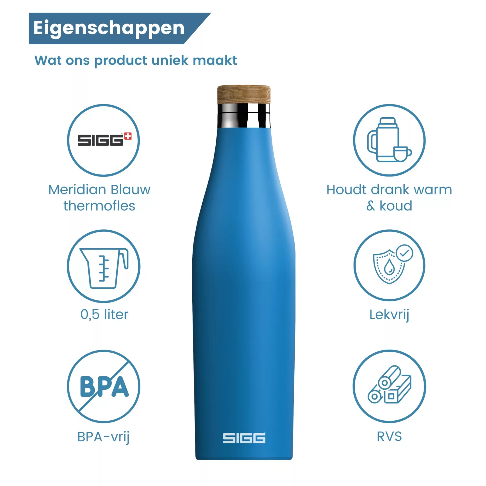 Thermosflasche Meridian Blau – Eigenschaften