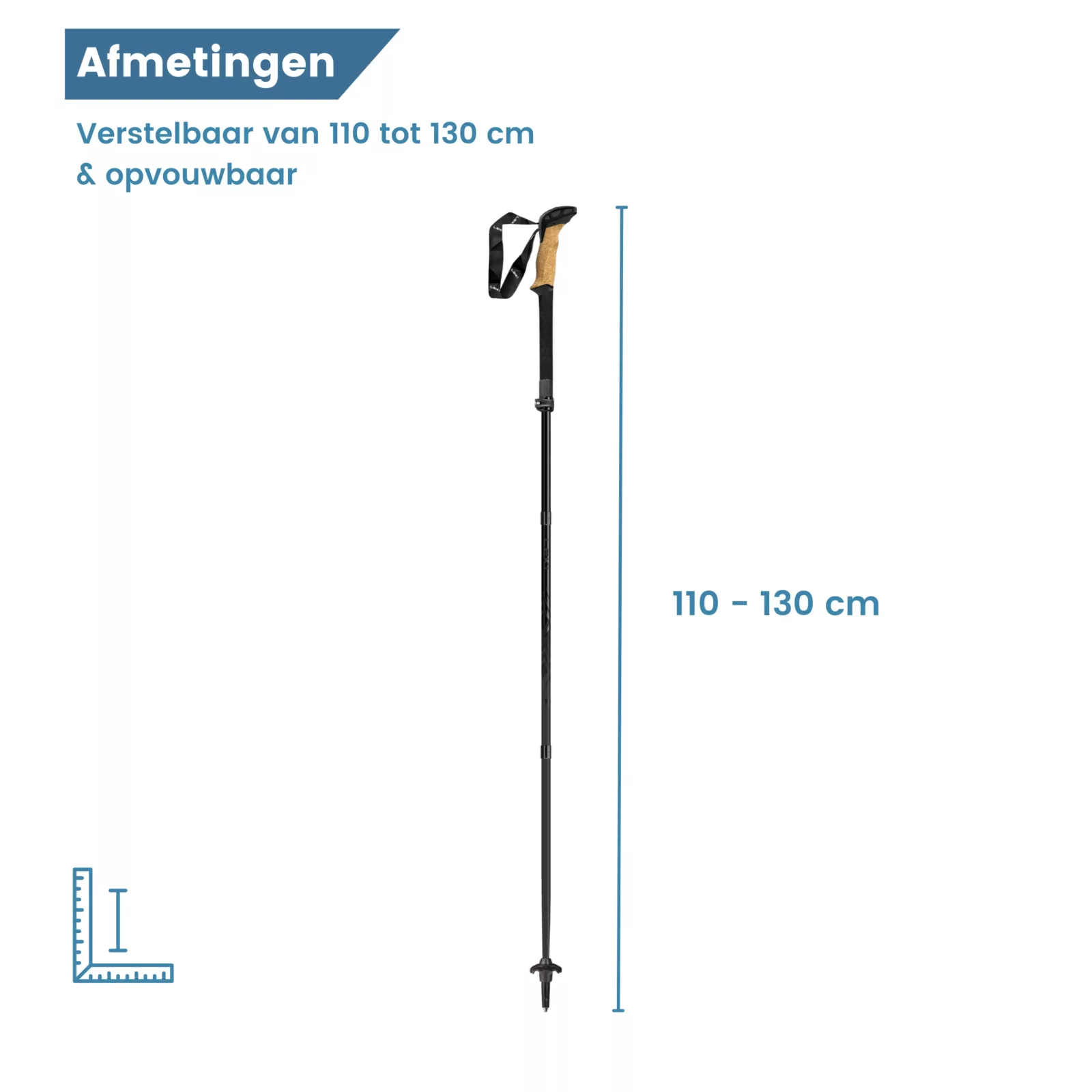 Faltbare Trekkingstöcke der Black-Serie – Maße