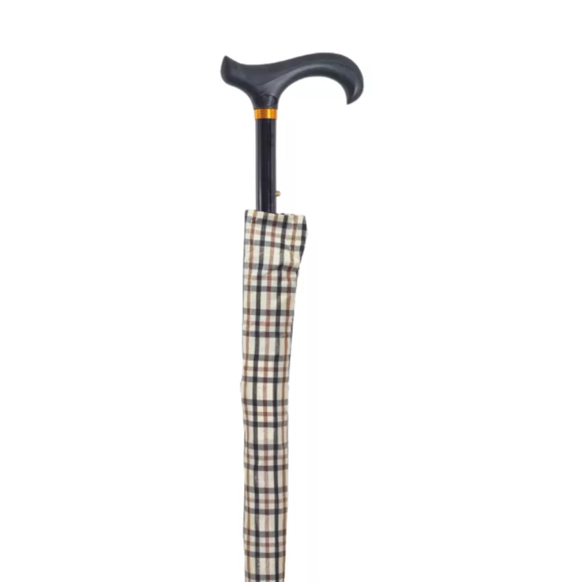 Ausziehbarer Gehstock mit Schirmstock 2-in-1, beige