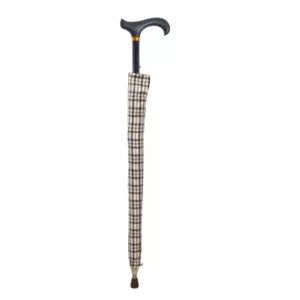 Ausziehbarer Gehstock mit Schirm 2-in-1, beige, komplett