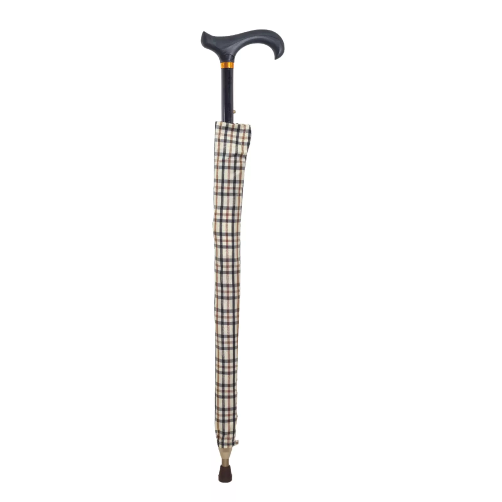 Ausziehbarer Gehstock mit Schirm 2-in-1, beige, komplett