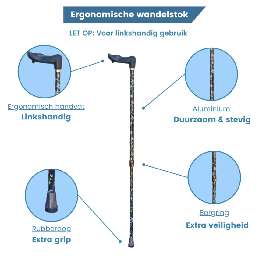 Ergonomischer Griff links – Eigenschaften des Wanderstocks