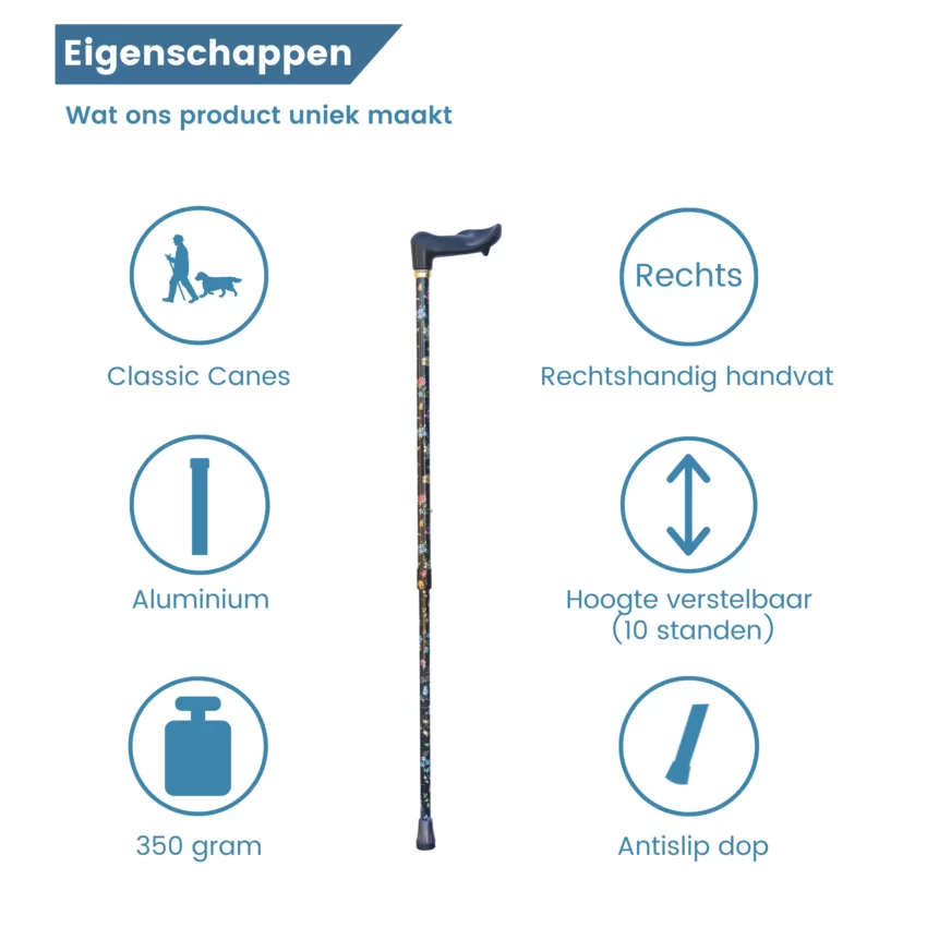 Eigenschaften des Wanderstocks: rechtsseitiger, handlicher Griff