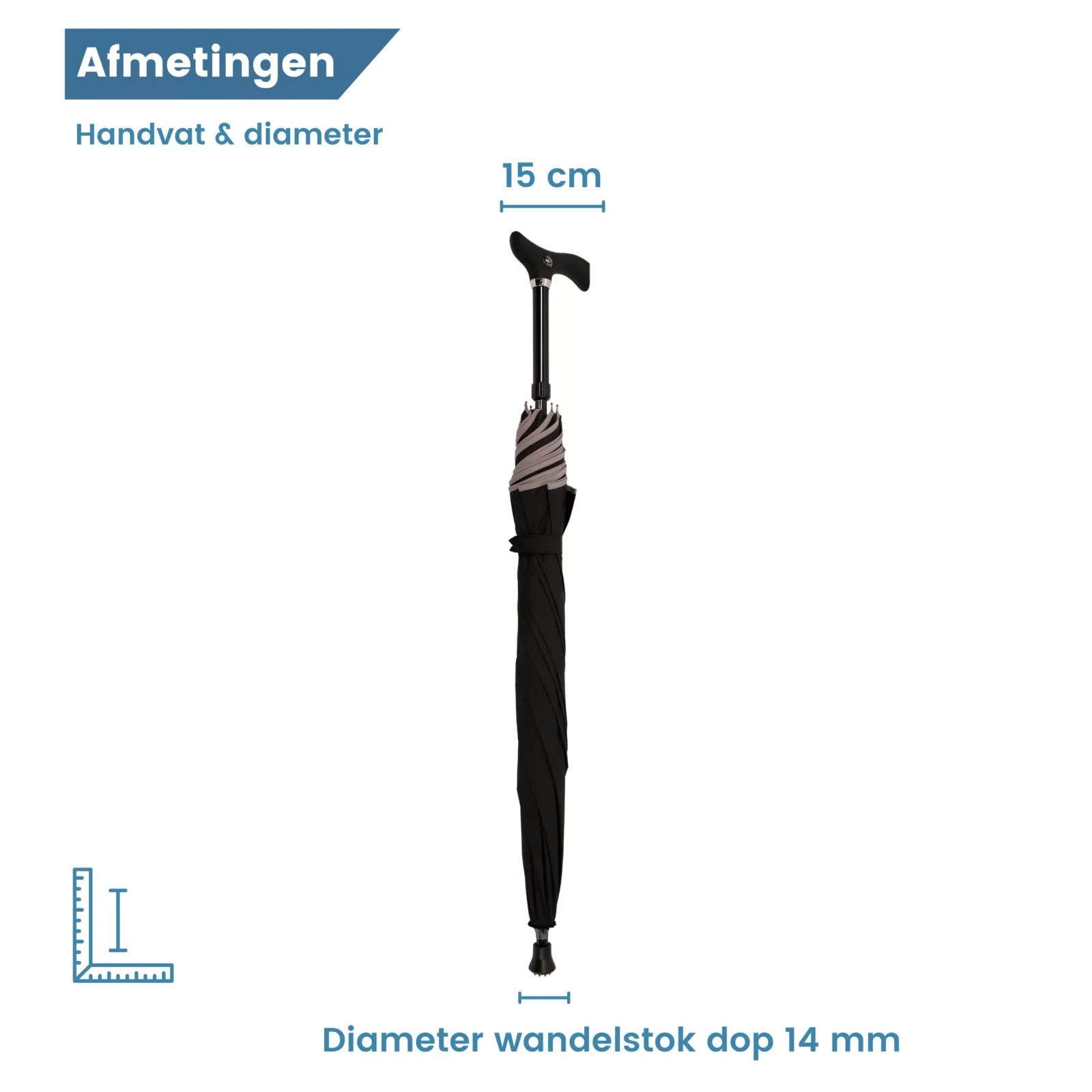 Schirmstock mit Regenschirm, schwarz, Durchmesser