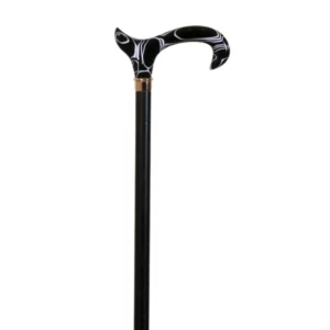 Gehstock aus Buchenholz mit schwarzem Acrylgriff