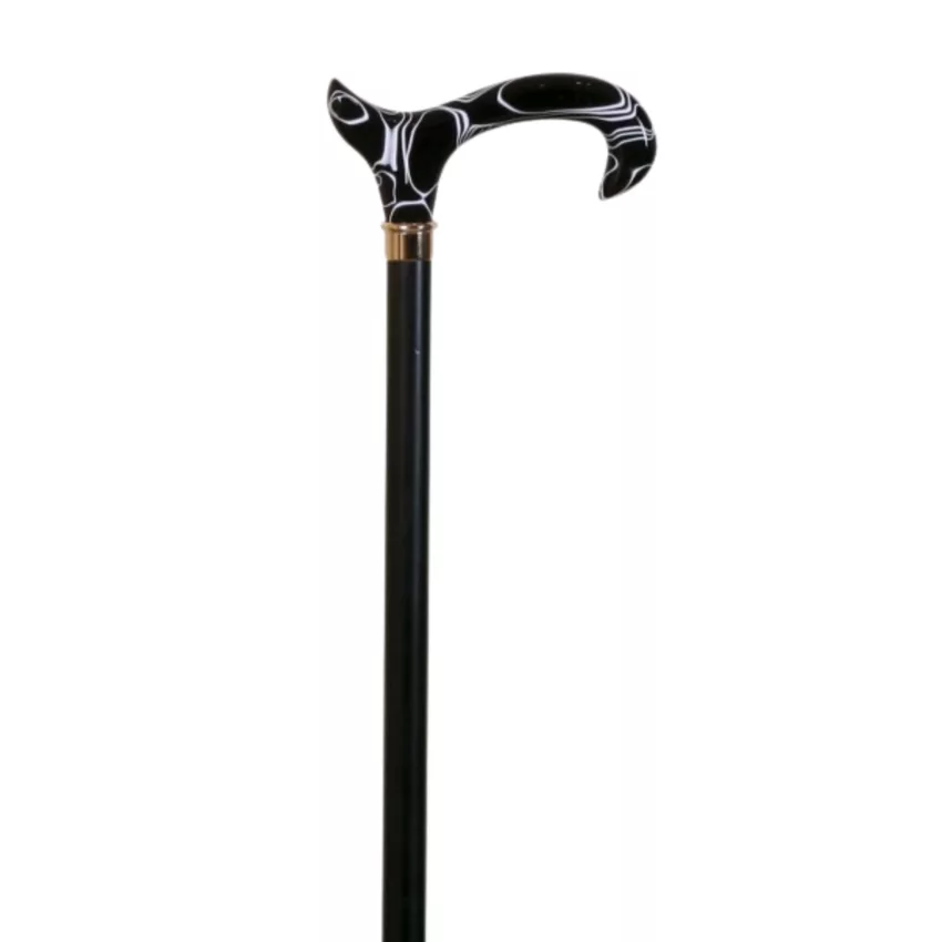 Gehstock aus Buchenholz mit schwarzem Acrylgriff