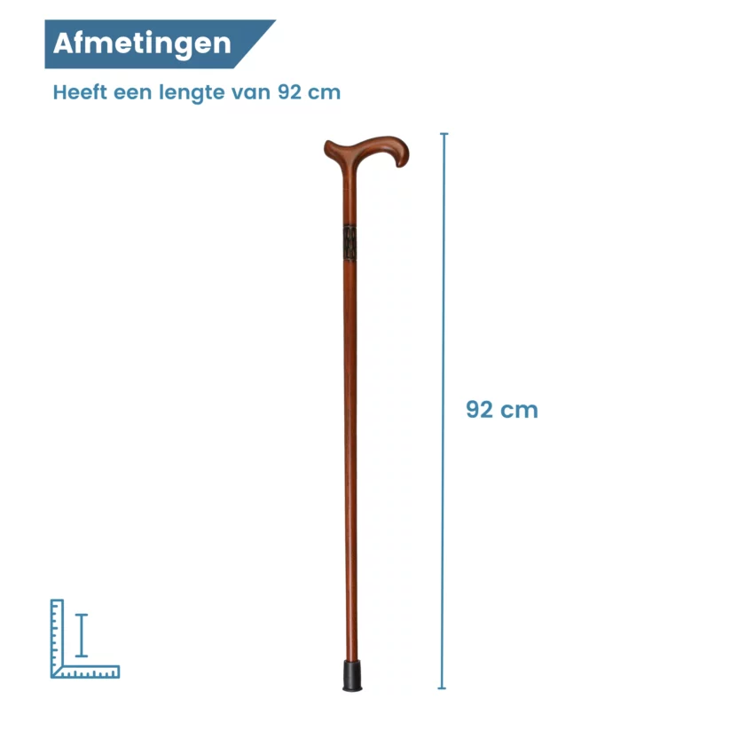 Maße des Gehstocks aus Buchenholz mit gefrästem Kragen