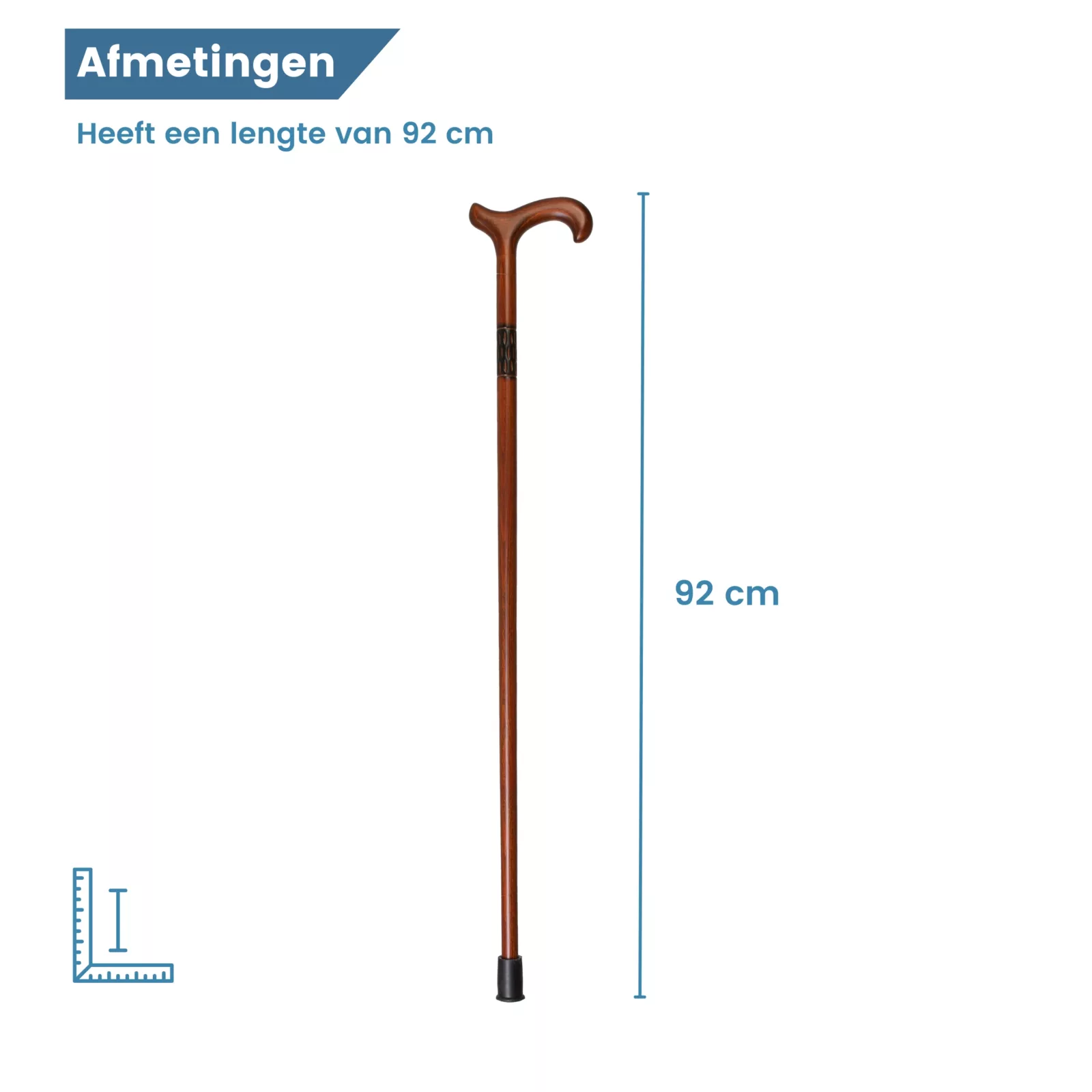 Maße des Gehstocks aus Buchenholz mit gefrästem Kragen