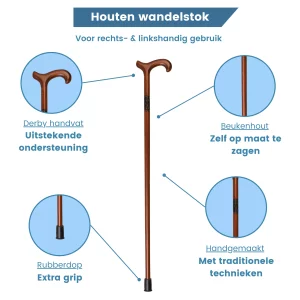 Holz-Gehstock aus Buchenholz – Details