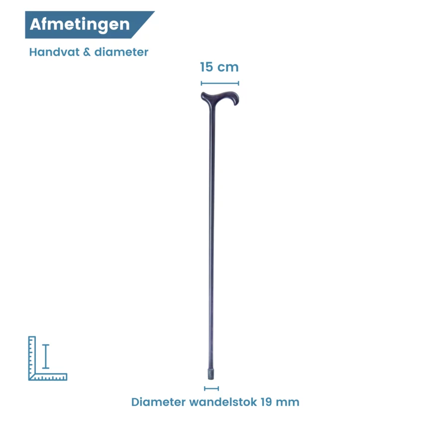 Durchmesser des dunkelblauen Gehstocks aus Holz