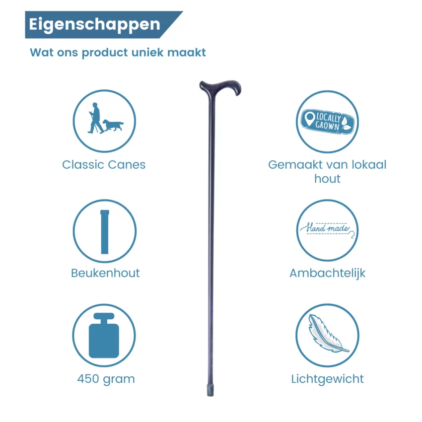 Gehstock aus Buchenholz, marineblau, USP