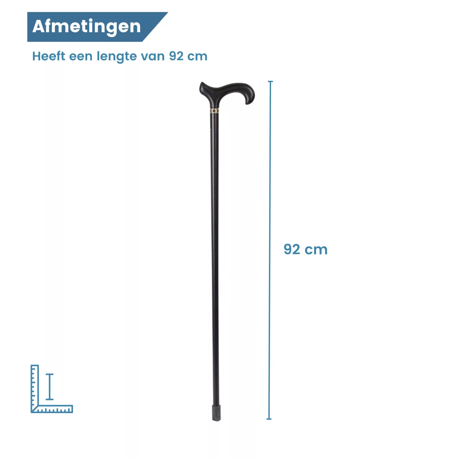 Gehstock aus Buchenholz, schwarz, Art-Déco-Design, Maße
