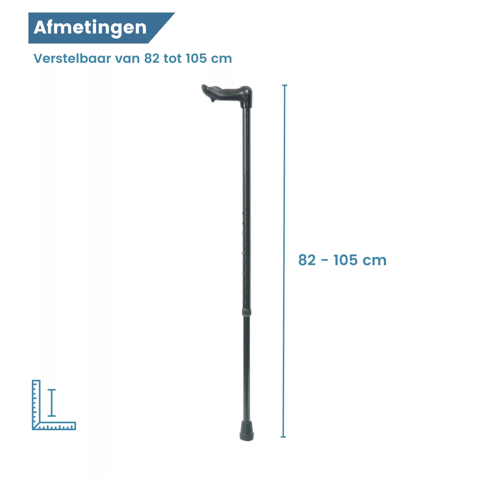 Ergonomischer Gehstock, für Linkshänder, verstellbar, schwarz, Maße