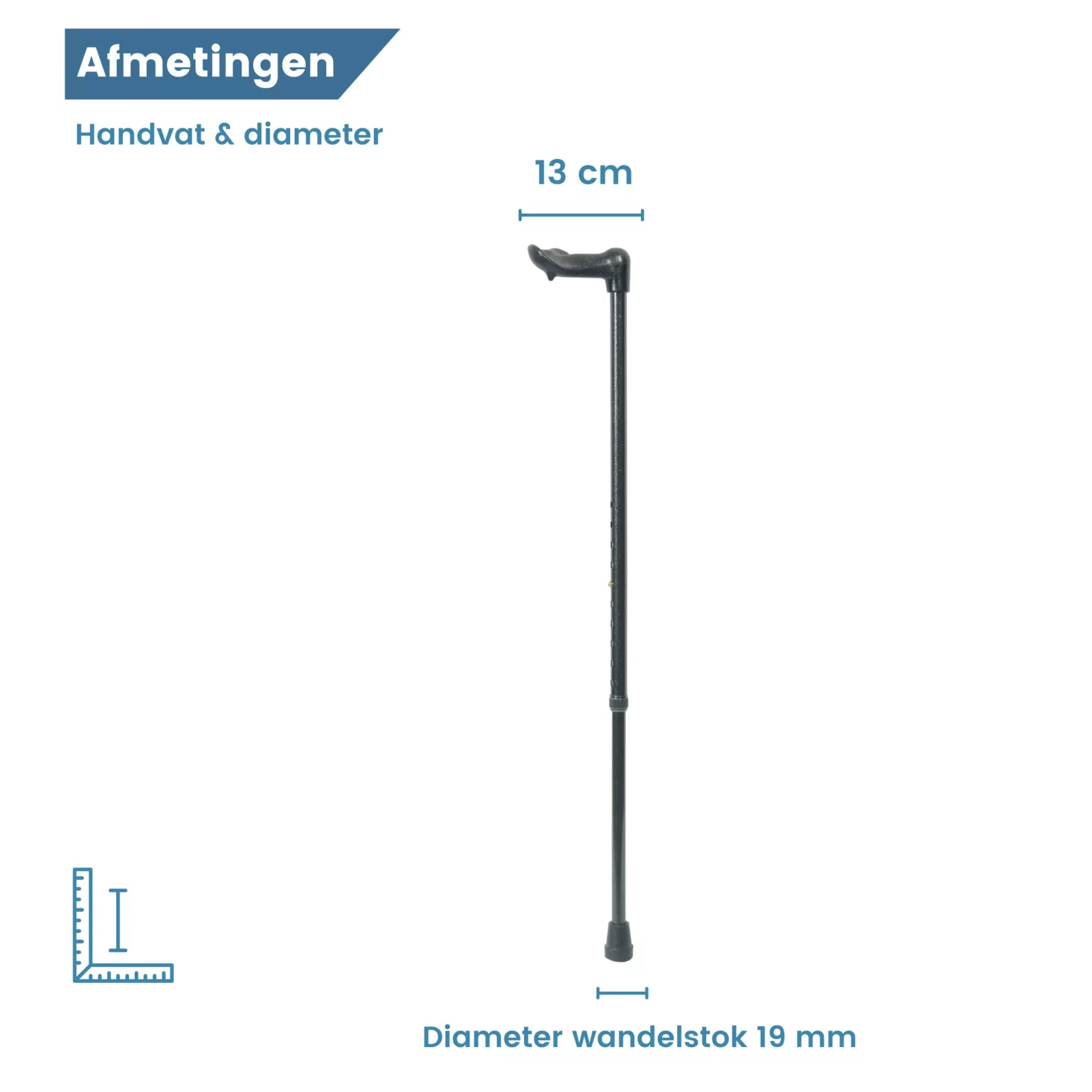 Höhenverstellbarer Gehstock, ergonomisch, Durchmesser links