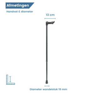 Ergonomischer Gehstock, für Rechtshänder, verstellbar, schwarz, Durchmesser