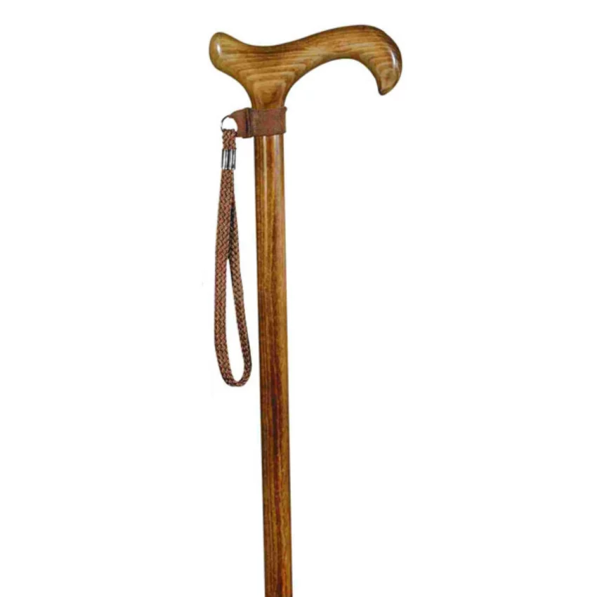 Wanderstock aus Holz mit brauner Stock-Handschlaufe