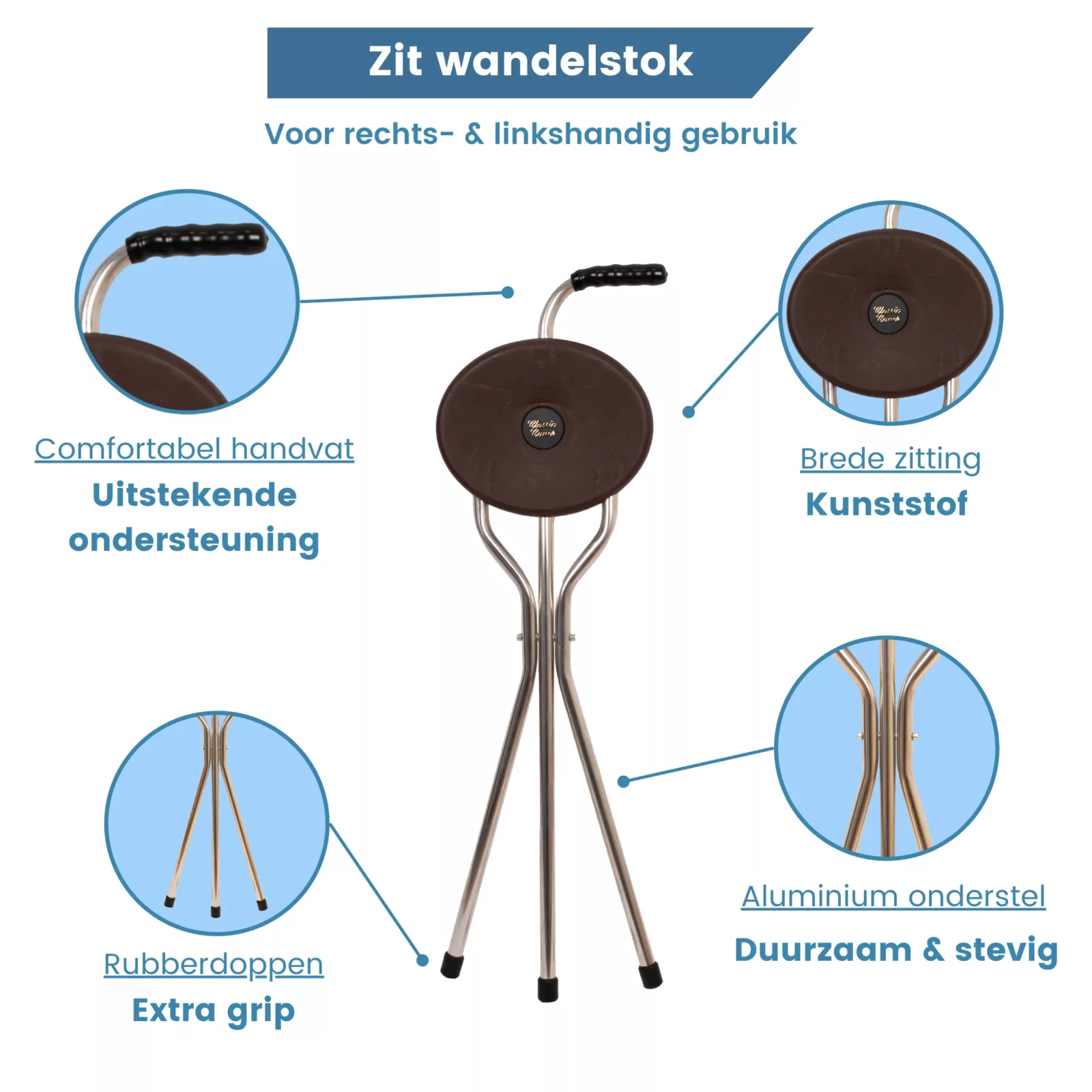 Wanderstock mit Sitz, braun