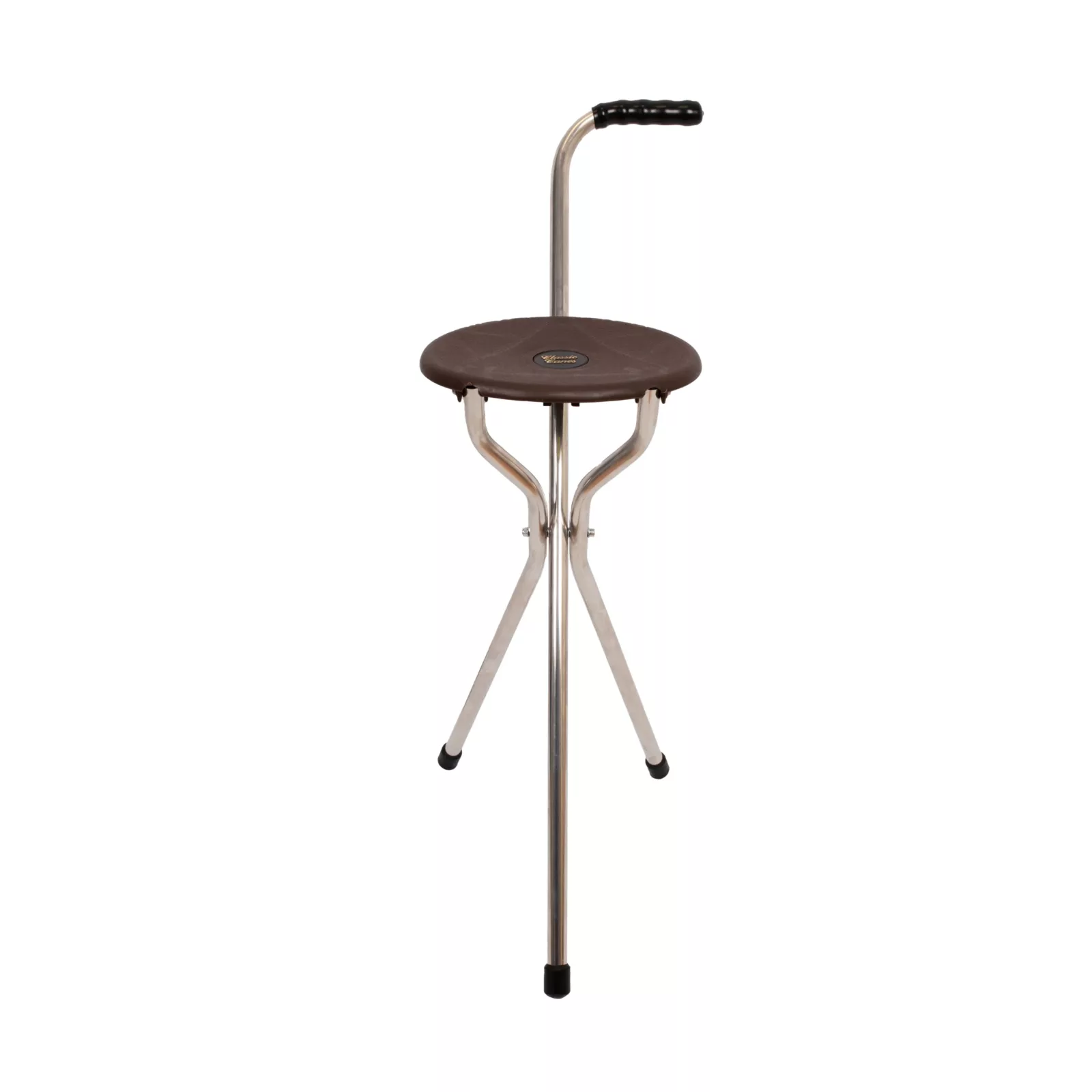 Gehstock mit Sitz, Dreibein „Trio Maxi“, braun