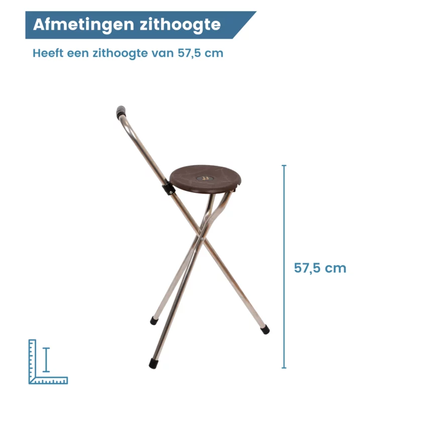 Gehstock mit Sitz, Sitzhöhe, braun