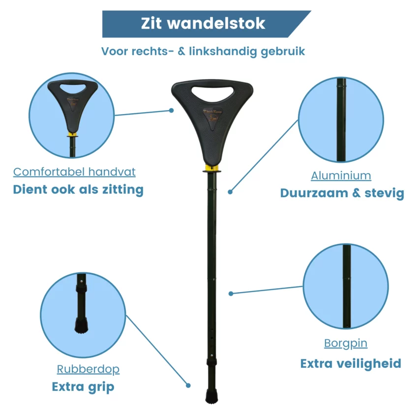 Gehstock mit Sitz „Walker Flipstick“ grün USP