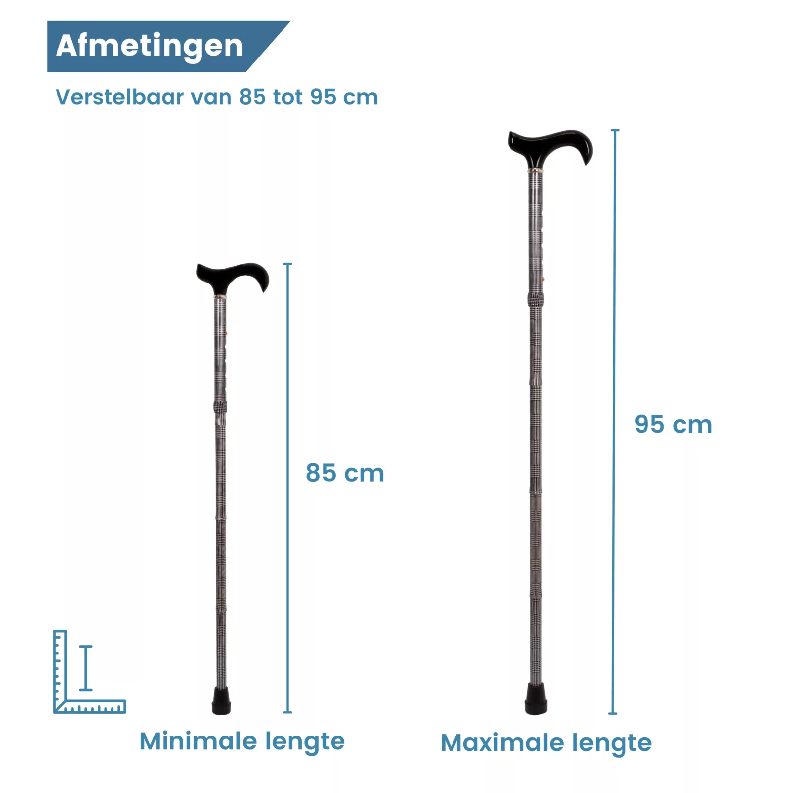 Maße des zusammenklappbaren Gehstocks