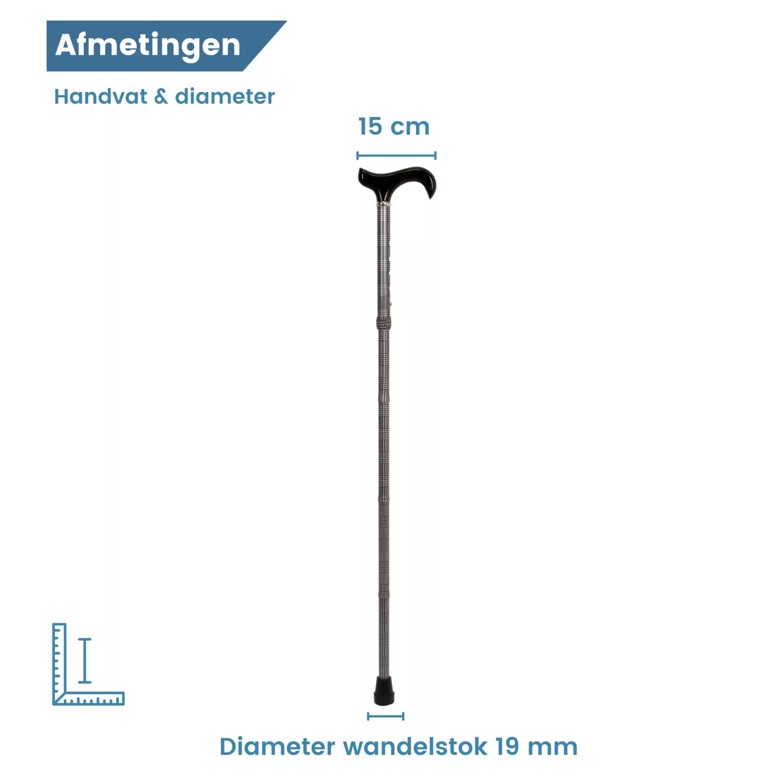 Faltbarer Gehstock „Prince of Wales“ mit Karomuster, Durchmesser