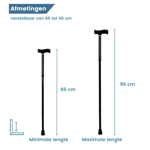 Maße des faltbaren Gehstocks