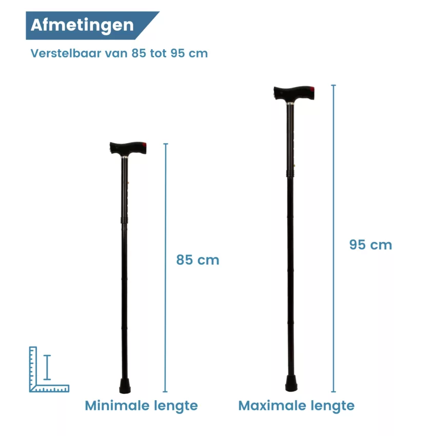 Maße des faltbaren Gehstocks
