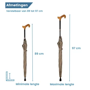 Maße des Regenschirms mit Wanderstock