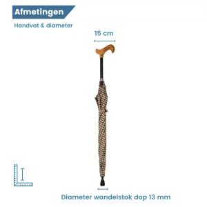 Höhenverstellbarer Gehstock mit Regenschirm, beige, Durchmesser