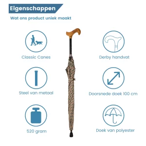 Eigenschaften des Wanderstockes mit Schirm