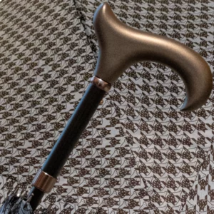 Schirmstock, Regenschirm, verstellbar, weiß mit braunem Griff, Durchmesser 102 cm
