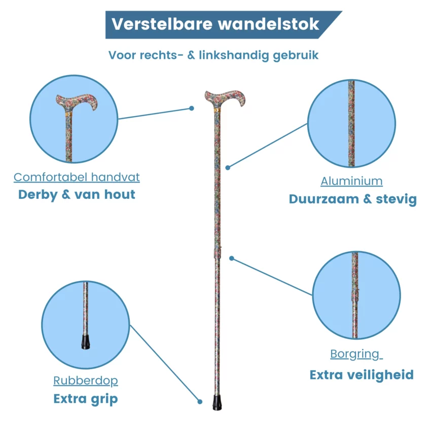 Wanderstock, weiß, verstellbar, USP