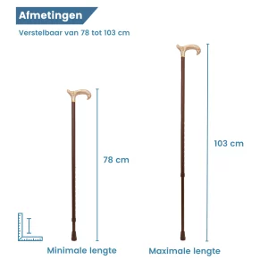 Maße des verstellbaren Wanderstocks, braun