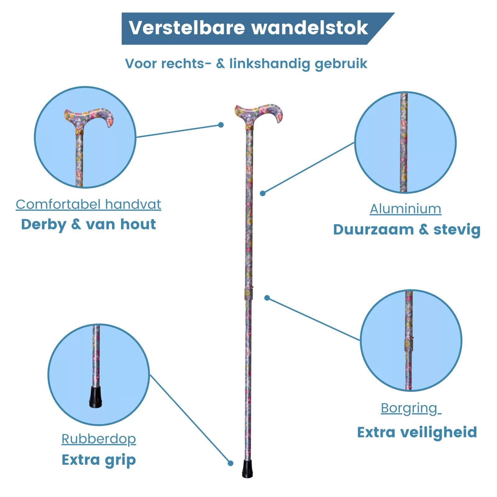 Höhenverstellbarer Gehstock, lila, USP