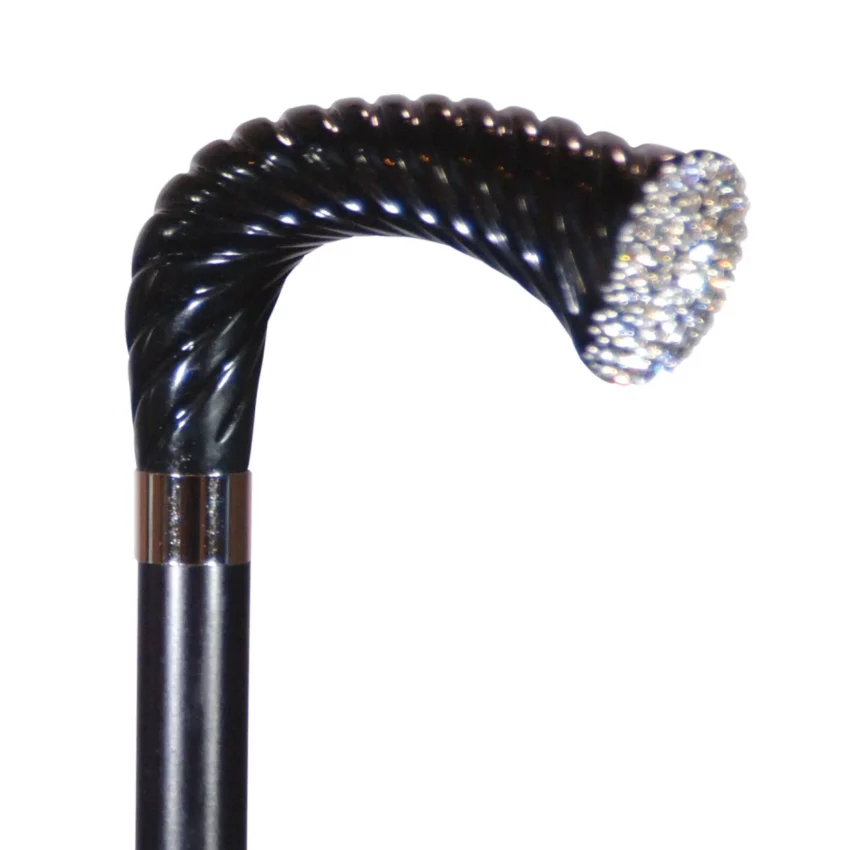 Besonderer Gehstock in Schwarz mit Swarovski-Kristallen