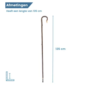 Hirtenstock aus Kastanienholz mit Rinde, 135 cm lang