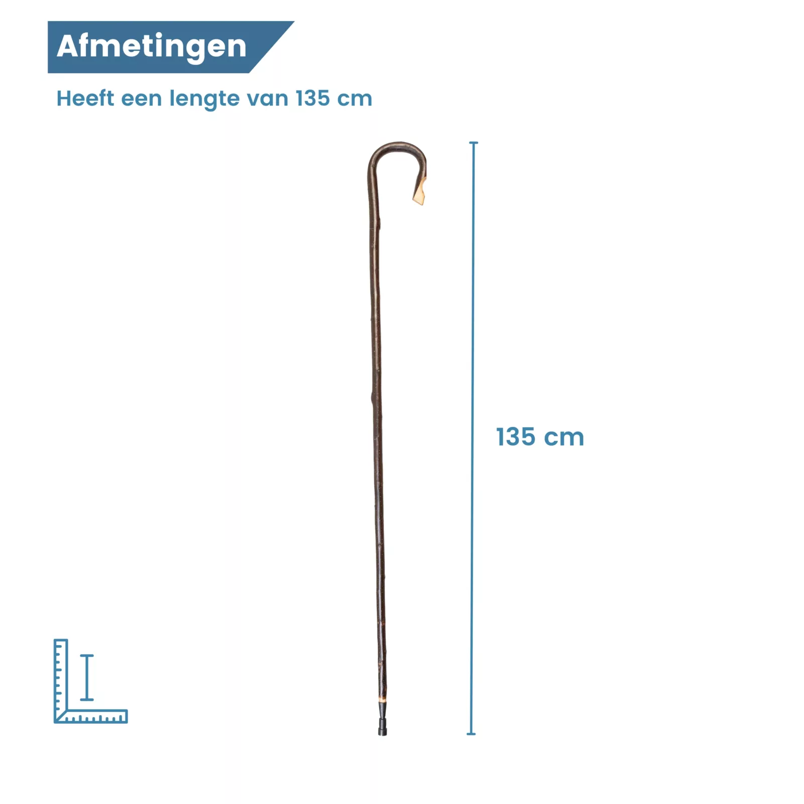 Hirtenstock aus Kastanienholz mit Rinde, 135 cm lang