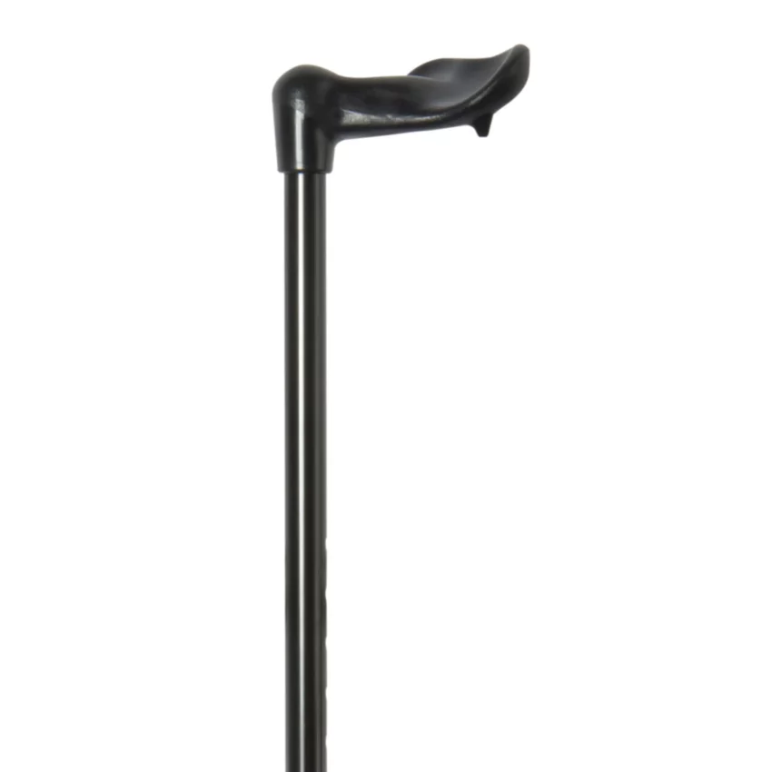 Ergonomischer Gehstock, schwarz, mit Stoßdämpfer, rechter Griff